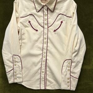 Scully Legends Cream Western Snap Shirt Modern Large